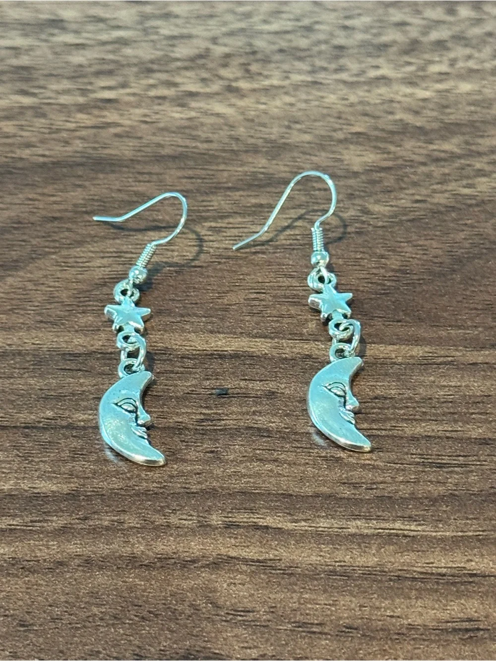 Moon & Star Dangle Earrings - Silver-Tone Women’s Jewelry